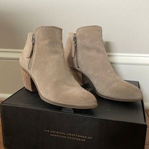 Frye Judith Suede Side Zip Booties Ash Taupe Size 6.5